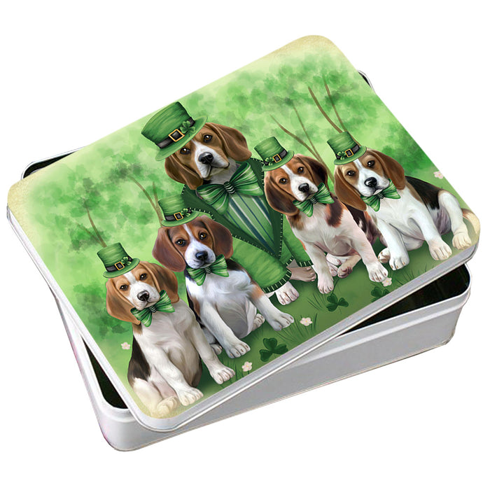 St. Patricks Day Irish Family Portrait Beagles Dog Photo Storage Tin PITN49313