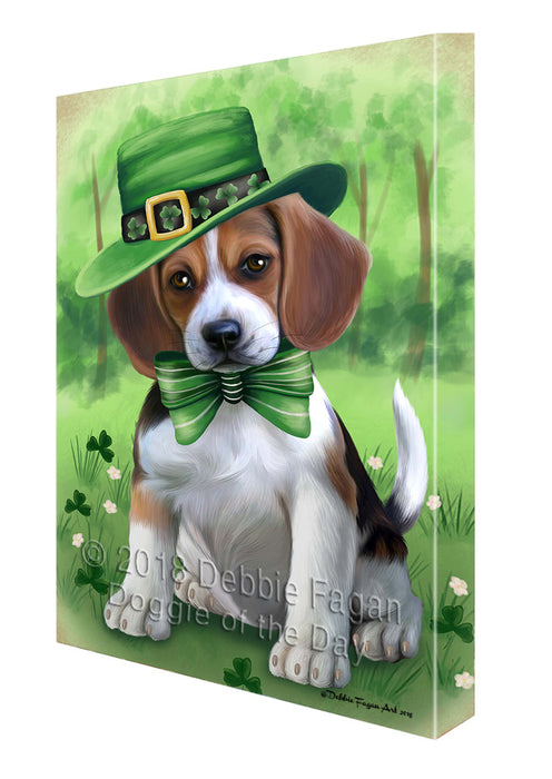St. Patricks Day Irish Portrait Beagle Dog Canvas Wall Art CVS58719