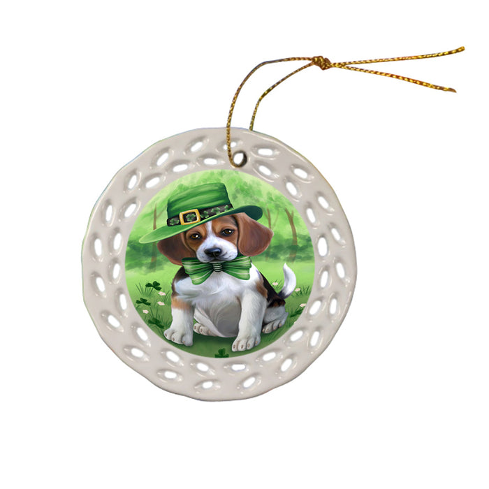 St. Patricks Day Irish Portrait Beagle Dog Ceramic Doily Ornament DPOR49314