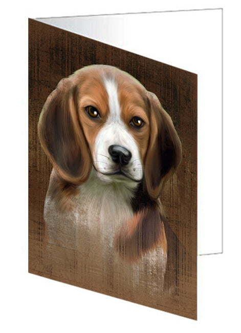 Rustic Beagle Dog Handmade Artwork Assorted Pets Greeting Cards and Note Cards with Envelopes for All Occasions and Holiday Seasons GCD55019