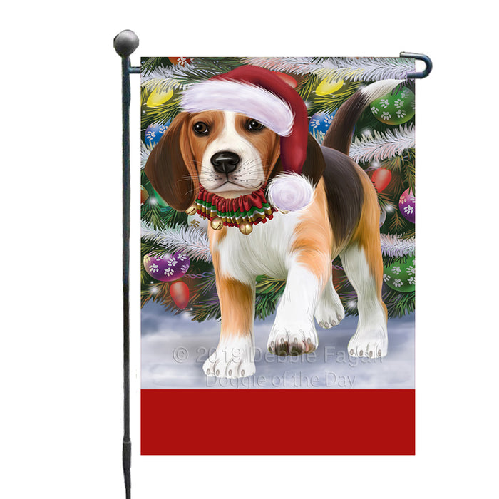 Personalized Trotting in the Snow Beagle Dog Custom Garden Flags GFLG-DOTD-A60667