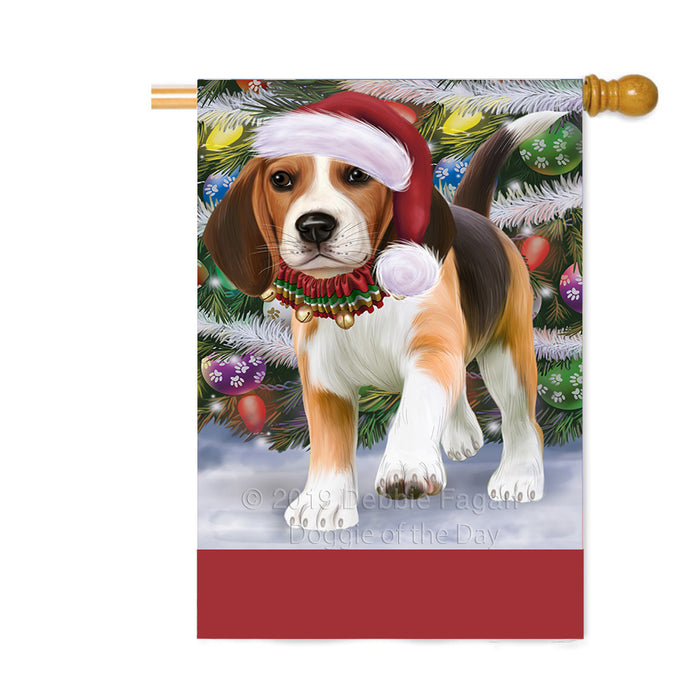 Personalized Trotting in the Snow Beagle Dog Custom House Flag FLG-DOTD-A60723