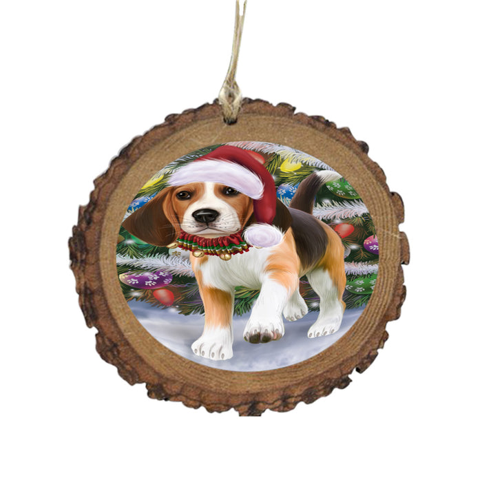 Trotting in the Snow Beagle Dog Wooden Christmas Ornament WOR49427