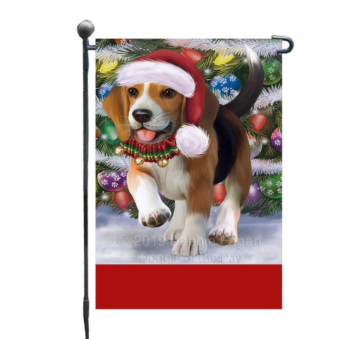 Personalized Trotting in the Snow Beagle Dog Custom Garden Flags GFLG-DOTD-A60668
