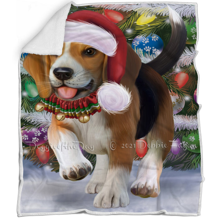 Trotting in the Snow Beagle Dog Blanket BLNKT109551