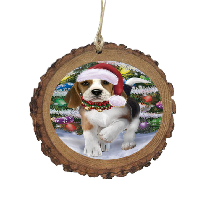 Trotting in the Snow Beagle Dog Wooden Christmas Ornament WOR49429