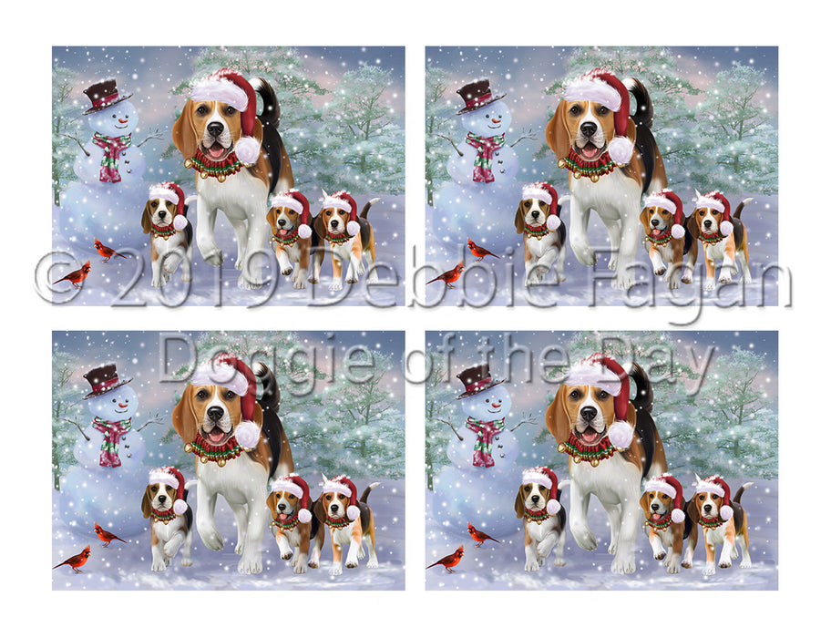 Christmas Running Fammily Beagle Dogs Placemat