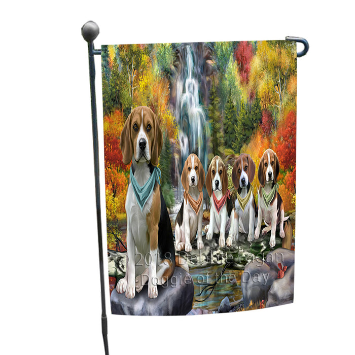 Scenic Waterfall Beagles Dog Garden Flag GFLG51815