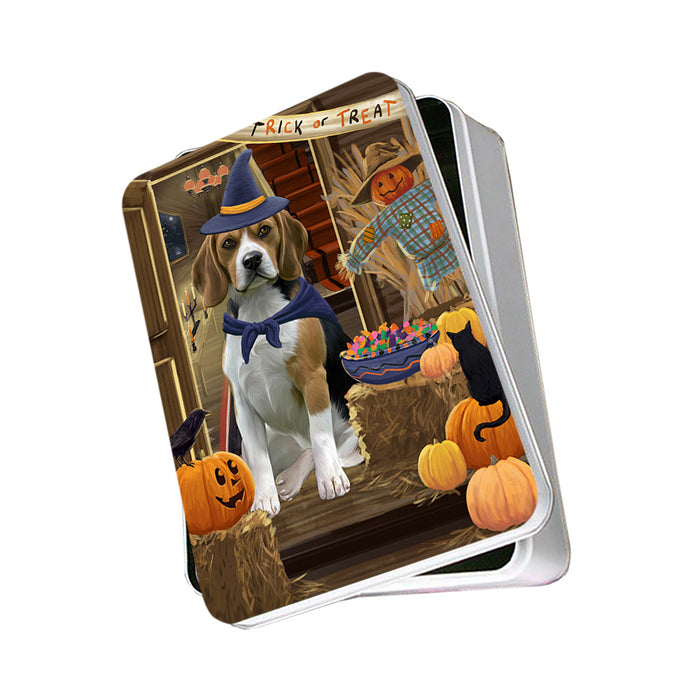 Enter at Own Risk Trick or Treat Halloween Beagle Dog Photo Storage Tin PITN52979