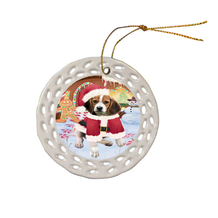 Christmas Gingerbread House Candyfest Beagle Dog Ceramic Doily Ornament DPOR56521
