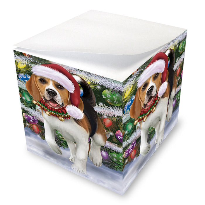 Trotting in the Snow Beagle Dog Note Cube NOC56206