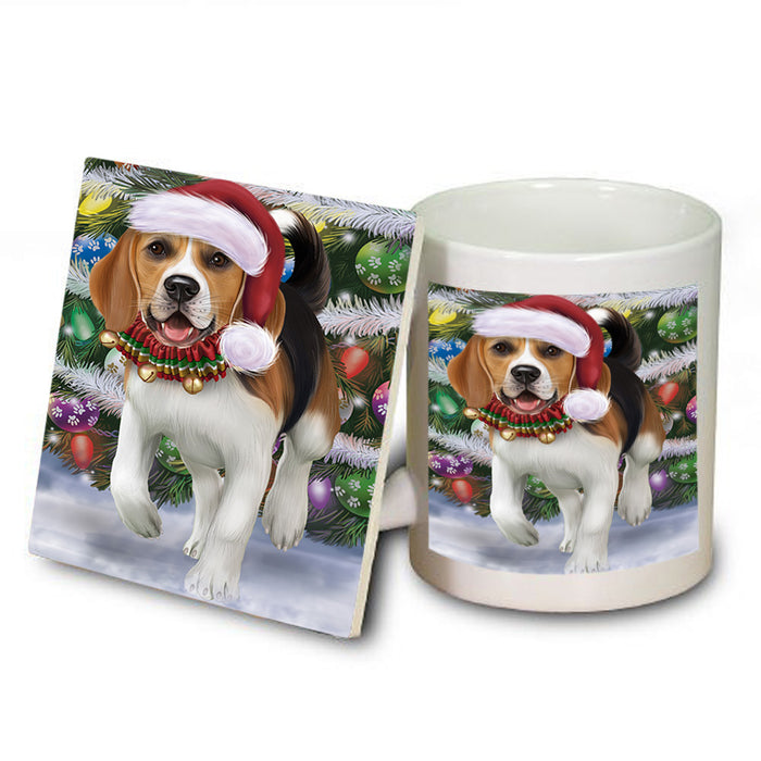Trotting in the Snow Beagle Dog Mug and Coaster Set MUC54552