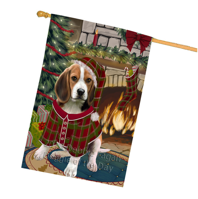 The Stocking was Hung Beagle Dog House Flag FLG55621