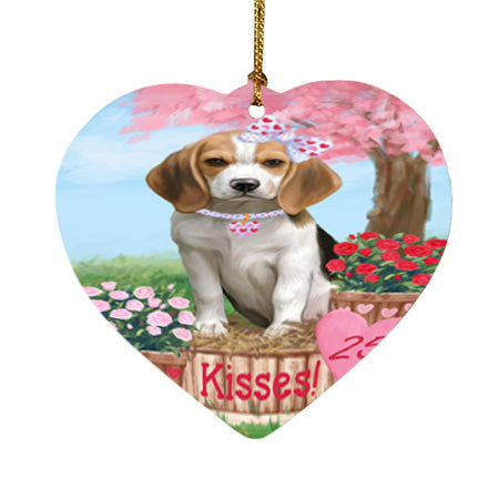 Rosie 25 Cent Kisses Beagle Dog Heart Christmas Ornament HPOR56165