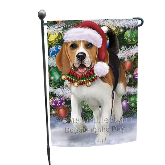Trotting in the Snow Beagle Dog Garden Flag GFLG54750