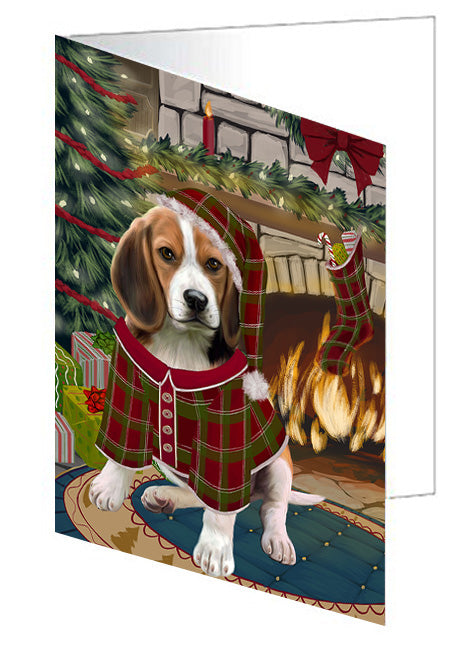The Stocking was Hung Goldendoodle Dog Handmade Artwork Assorted Pets Greeting Cards and Note Cards with Envelopes for All Occasions and Holiday Seasons GCD70472