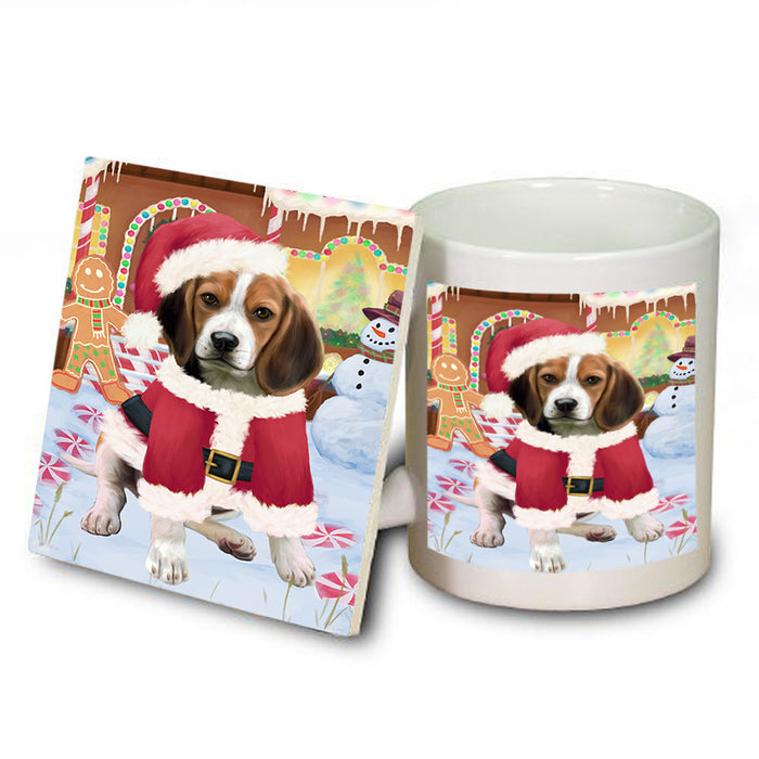 Christmas Gingerbread House Candyfest Beagle Dog Mug and Coaster Set MUC56157