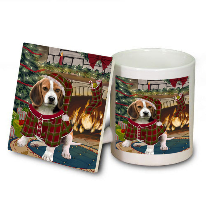 The Stocking was Hung Beagle Dog Mug and Coaster Set MUC55184
