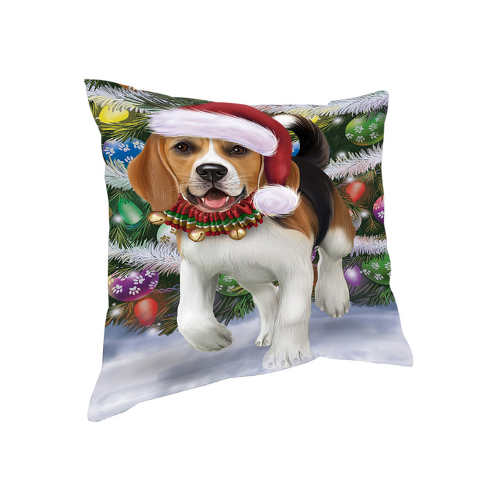 Trotting in the Snow Beagle Dog Pillow PIL75376