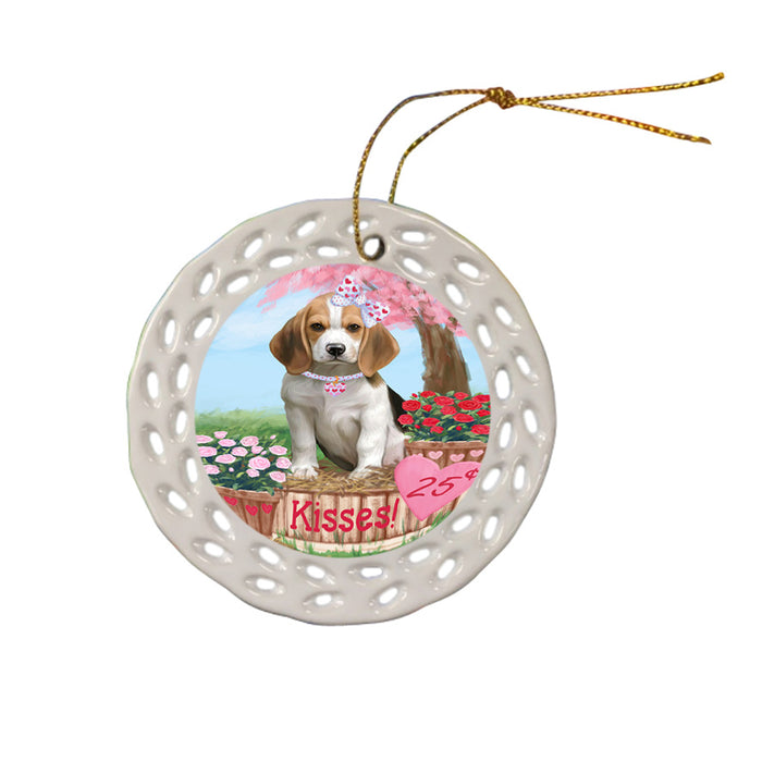 Rosie 25 Cent Kisses Beagle Dog Ceramic Doily Ornament DPOR56165