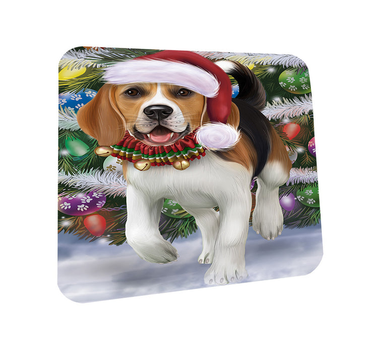 Trotting in the Snow Beagle Dog Coasters Set of 4 CST54518