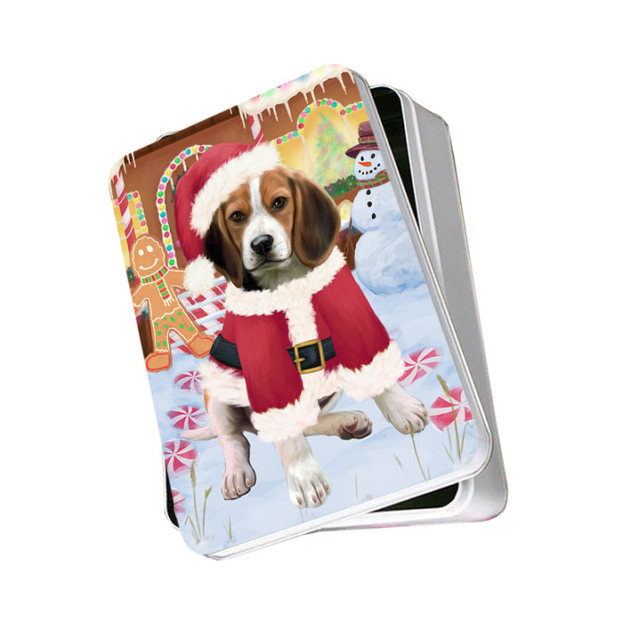 Christmas Gingerbread House Candyfest Beagle Dog Photo Storage Tin PITN56084
