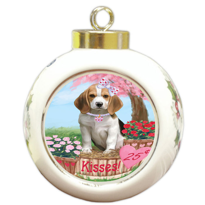 Rosie 25 Cent Kisses Beagle Dog Round Ball Christmas Ornament RBPOR56165