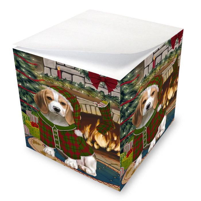 The Stocking was Hung Beagle Dog Note Cube NOC53539