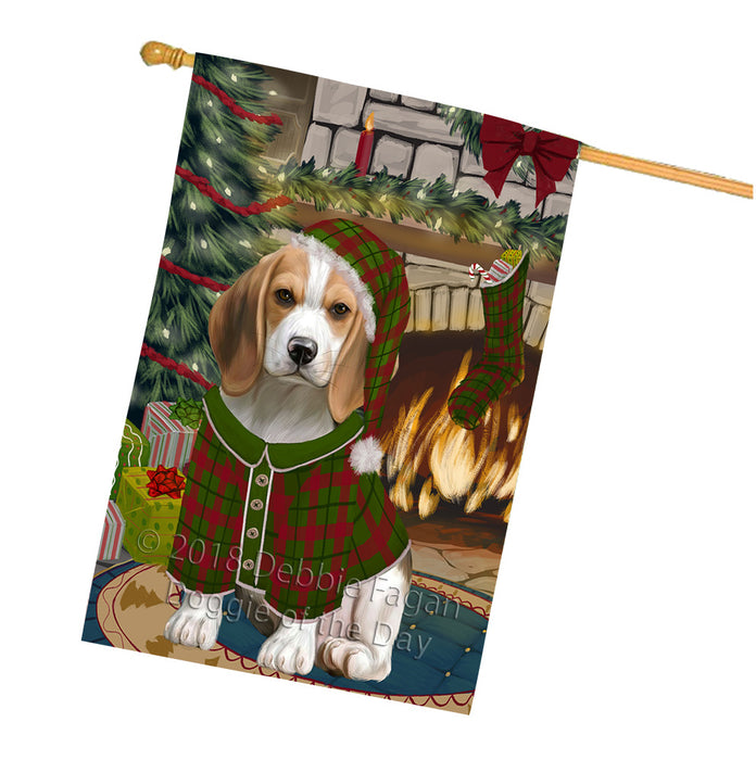 The Stocking was Hung Beagle Dog House Flag FLG55622