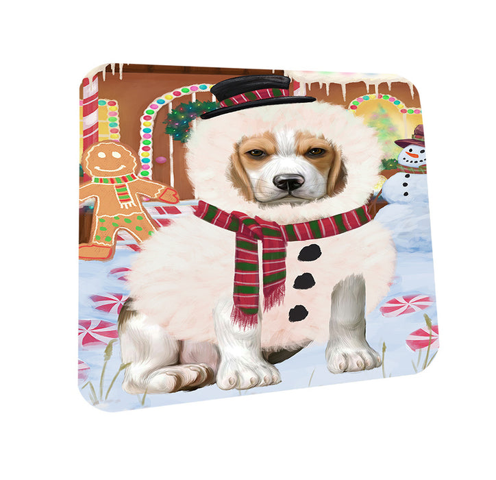 Christmas Gingerbread House Candyfest Beagle Dog Coasters Set of 4 CST56124