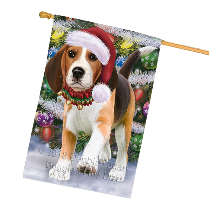 Trotting in the Snow Beagle Dog House Flag FLG54887