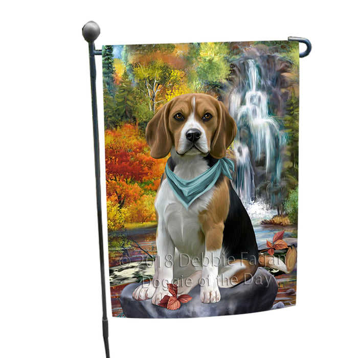 Scenic Waterfall Beagle Dog Garden Flag GFLG51816