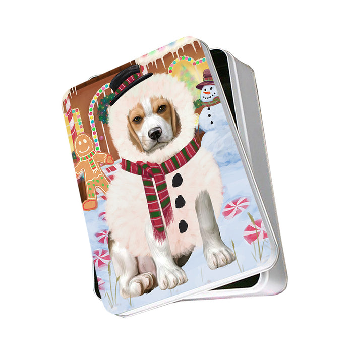Christmas Gingerbread House Candyfest Beagle Dog Photo Storage Tin PITN56085