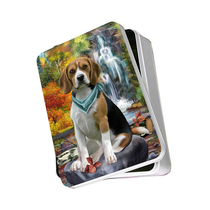 Scenic Waterfall Beagle Dog Photo Storage Tin PITN51871