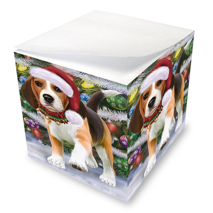 Trotting in the Snow Beagle Dog Note Cube NOC56207