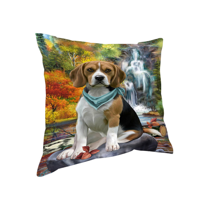 Scenic Waterfall Beagle Dog Pillow PIL63640
