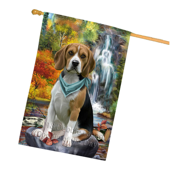 Scenic Waterfall Beagle Dog House Flag FLG51952