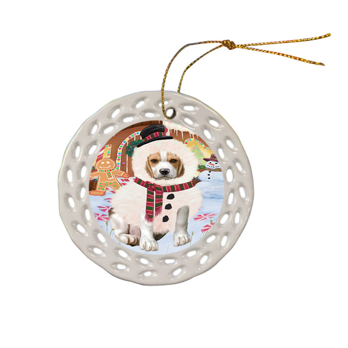 Christmas Gingerbread House Candyfest Beagle Dog Ceramic Doily Ornament DPOR56522
