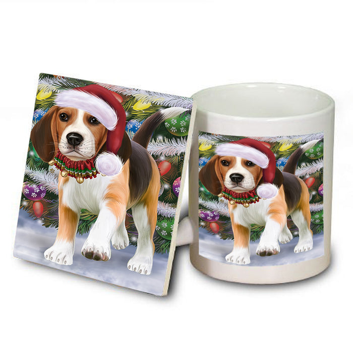 Trotting in the Snow Beagle Dog Mug and Coaster Set MUC54553