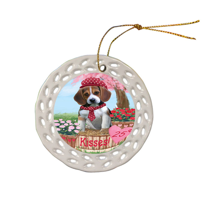 Rosie 25 Cent Kisses Beagle Dog Ceramic Doily Ornament DPOR56166