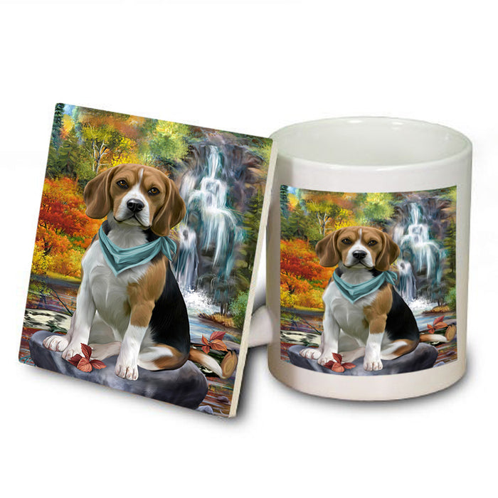 Scenic Waterfall Beagle Dog Mug and Coaster Set MUC51811