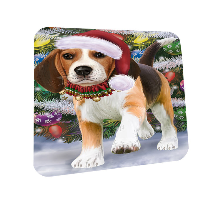 Trotting in the Snow Beagle Dog Coasters Set of 4 CST54519