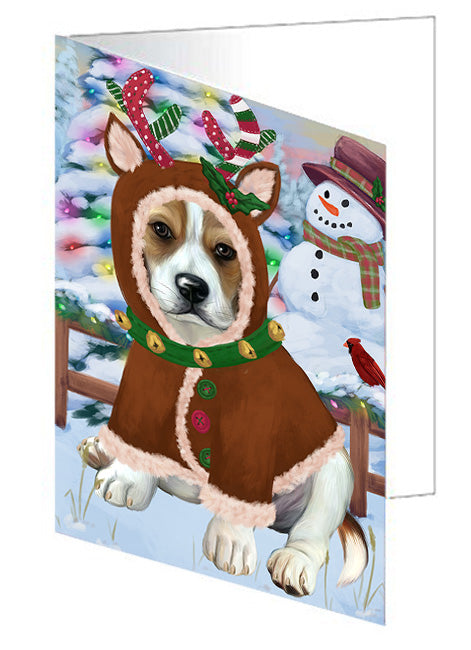 Christmas Gingerbread House Candyfest Beagle Dog Handmade Artwork Assorted Pets Greeting Cards and Note Cards with Envelopes for All Occasions and Holiday Seasons GCD73016