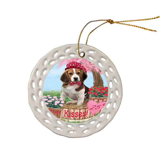 Rosie 25 Cent Kisses Beagle Dog Ceramic Doily Ornament DPOR56167