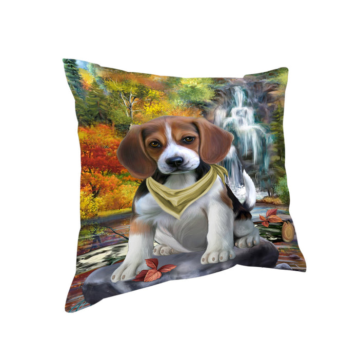 Scenic Waterfall Beagle Dog Pillow PIL63644
