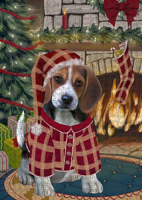 The Stocking was Hung Beagle Dog Puzzle with Photo Tin PUZL88980