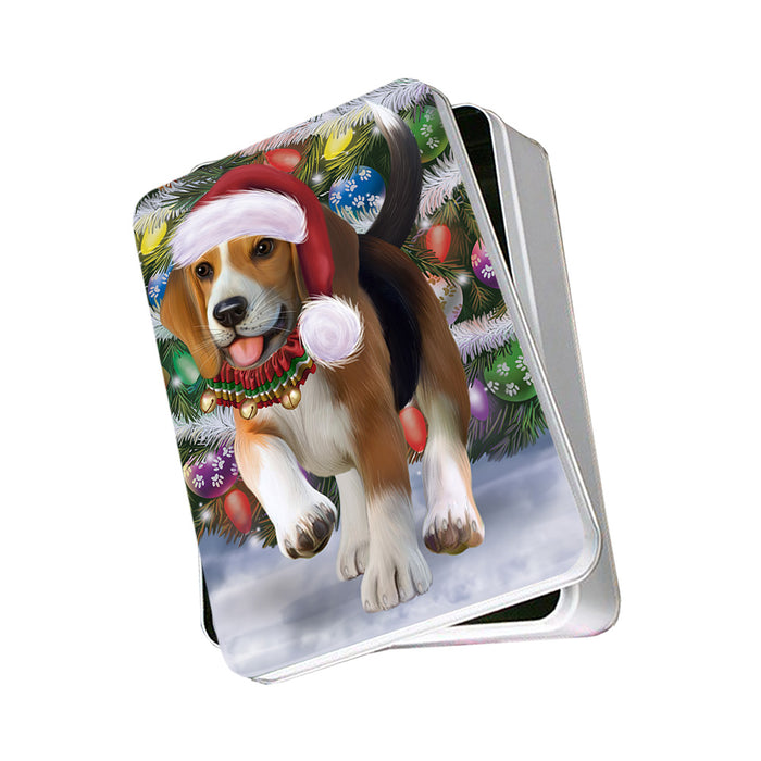 Trotting in the Snow Beagle Dog Photo Storage Tin PITN54505