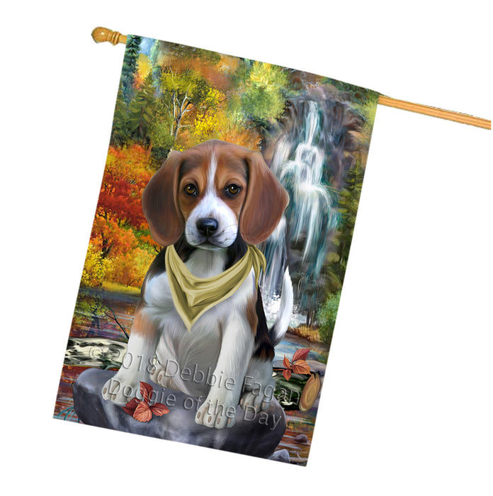 Scenic Waterfall Beagle Dog House Flag FLG51953
