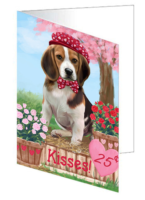 Rosie 25 Cent Kisses Beagle Dog Handmade Artwork Assorted Pets Greeting Cards and Note Cards with Envelopes for All Occasions and Holiday Seasons GCD71948