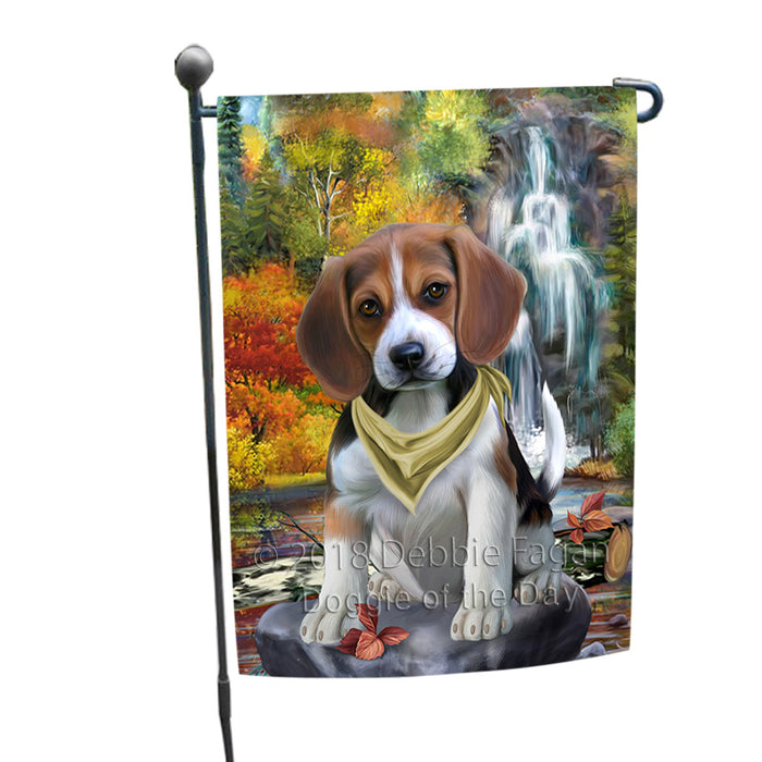 Scenic Waterfall Beagle Dog Garden Flag GFLG51817